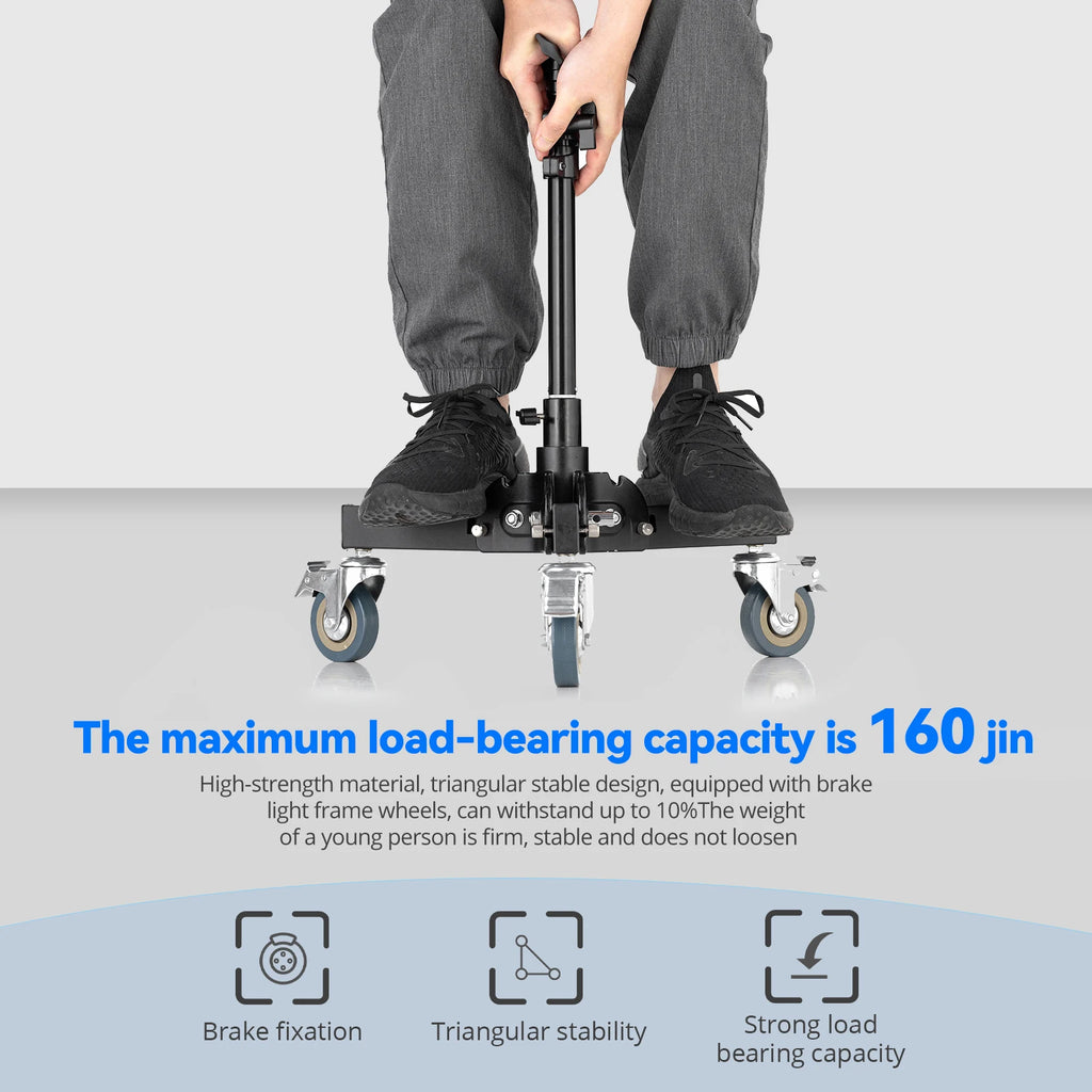 Folding aluminum floor light stand with wheels - view 2