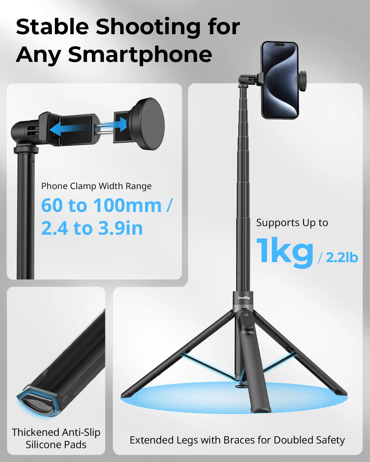 SmallRig ST30 one-touch selfie stick tripod - view 5